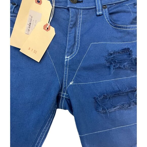 Rag & Bone The Dre Custom Dyed Destroyed Jeans in Indigo Royal Blue SZ 29 NWT - Picture 8 of 10
